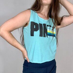 *Pink Blue Muscle Cropped Tank Top